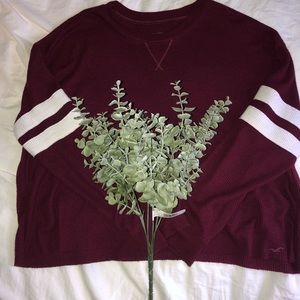 Hollister Maroon Sweater with White Stripes